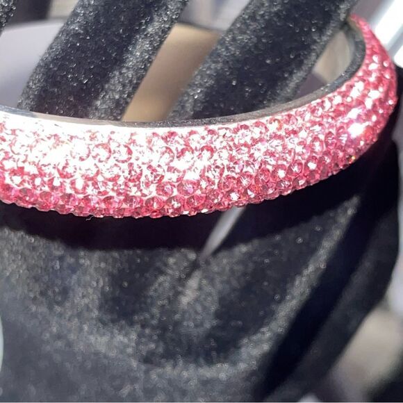 Pink crystal sparkling Pave Marked Stainless Steel Slip-on Bracelet - Picture 5 of 9